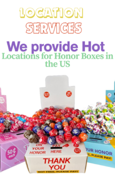 Charity honor box vending machine placed in a high‑traffic location, showcasing MyHonorBox.com’s professional locator service for passive income and community support.